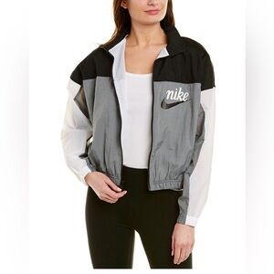 Nike Women’s gray/white/black Varsity Jacket windbreaker size Small